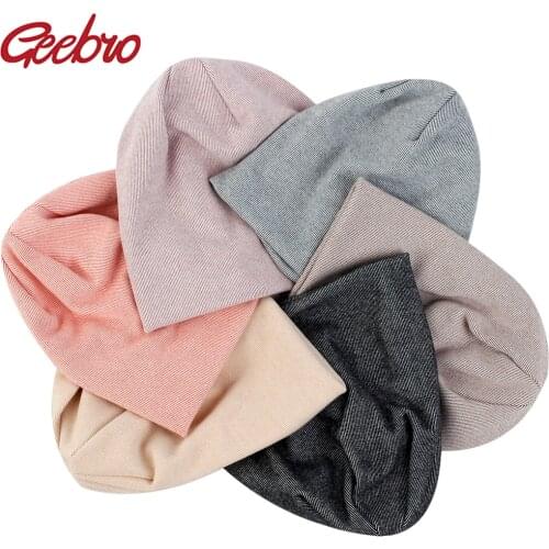 Geebro Cute 0-9 Months Newborn Baby Girls Ribbed Cotton Beanies Kids Childs Autumn Winter Knitted Hat caps For New Born Gifts