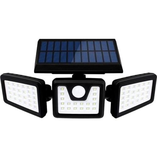 Solar Motion Sensor Lights Outdoor 3 Heads Security Lights Solar Powered 70 LED Flood Light Motion Detected Spotlight for Gara
