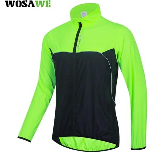 WOSAWE Windproof Cycling Jackets Men Women Riding Water Repellent Reflect Clothing Bike Long Sleeve Jerseys Vest Wind Coat