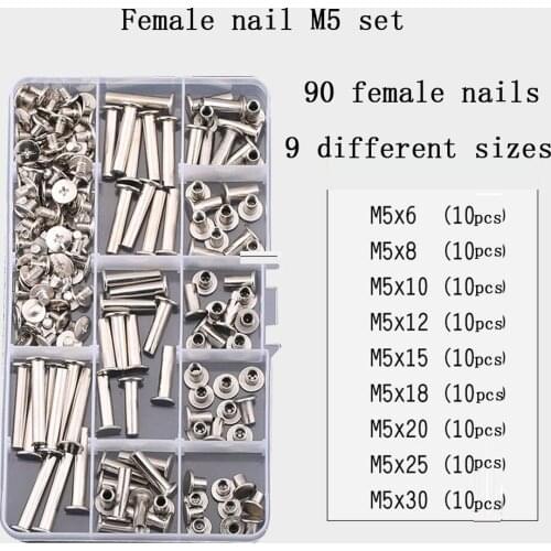 High quality rivets, M5 set DIY rivet screws for 9 different sizes of books, books, thick paper notebooks, recipe screw rivets