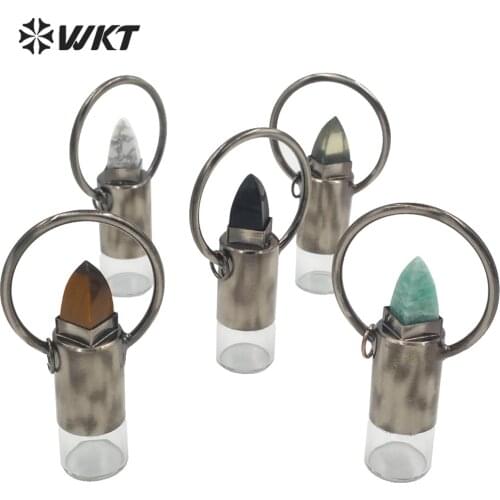P1665 Newest bohemian style Antique Silver brass metal big hoop natural stone spirit point roller essencial oil pendant