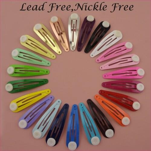 500PCS 2" Tear drop Plain Metal Snap Hair Clips for women girls with pads at nickle free,lead free,wholesale 5.0cm DIY hair bow