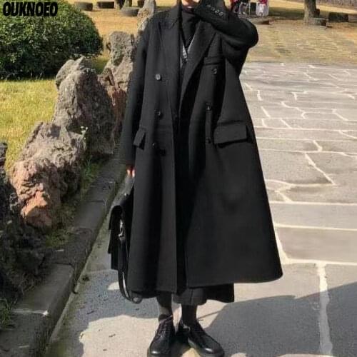Woman Long Coat Fashion Korean Preppy Style Retro Versatile Windbreaker Coat Warm Woolen Coat Oversize 2021 Winter Women Coat