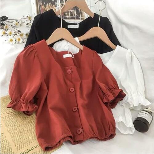 Bubble short sleeve top womens design sense minority summer thin small shirt light matu