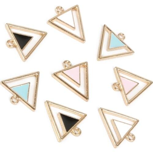 10pcs 15mm Gold Color Alloy Triangle Enamel Charms DIY Pendants For Necklace Bracelet Jewelry Making DIY Findings