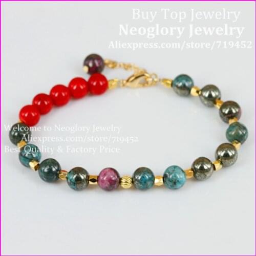 10pcs New Design Natural Gems Stone Bracelet, Semi-precious Stones Handmade Bracelet,Fashion Jewelry Gold Nugget Beads Bracelet