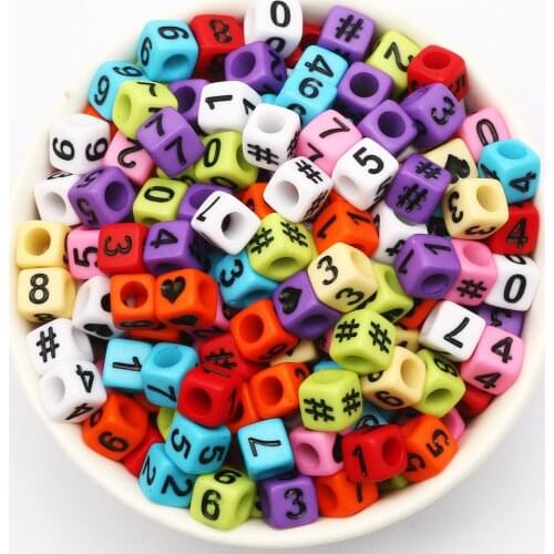 100-500pcs 6mm Mixed Number Acrylic Beads Square Cube Digital Beads For Jewelry Making DIY Crafts Scrapbooking Decoration