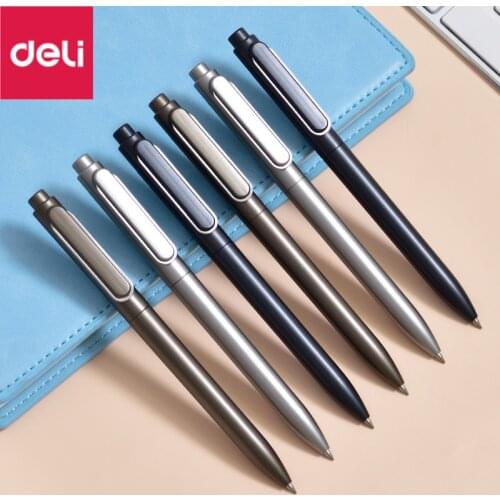 12pcs/lot Deli A12 Gel Pen 0.5MM Black Ink Sign Pen Push Bullet Pens for Office School Meeting Student Exam Stationery