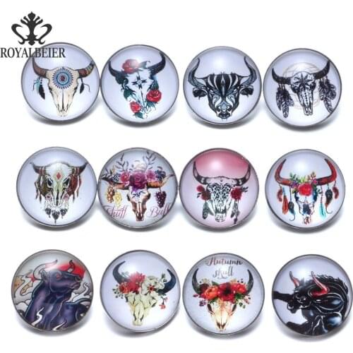 12pcs/lot Indian Sacrifice Theme Glass Charms 18mm Snap Button Jewelry For 20mm Snaps Bracelet Snap Jewelry KZ0709