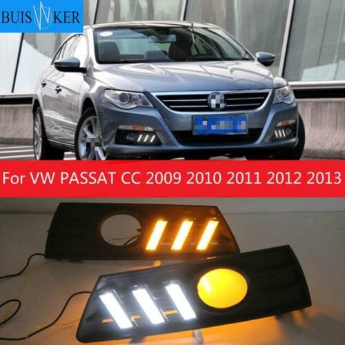 2PCS Car light For VW PASSAT CC 2009 2010 2011 2012 2013 LED DRL Daytime running lights with fog lamp cover