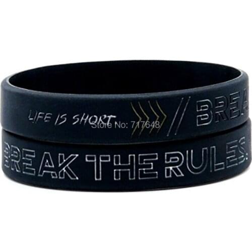 200PCS Inspirational Quotes by Great Writers Break the Rules wristband silicone bracelets free shipping by FEDEX
