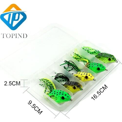5Sets TOPIND with tackle box fishing soft plastic frogs design for saltwater and freshwater tough fishing bait lures kit