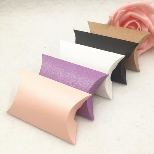 50pcs Kraft Paper Small Gift boxes Party Chocolate/candy/cookies Packing Box Handmade Pillow Shaped Gift Wedding Favour Boxes