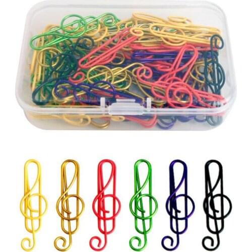 50Pcs Music Paper Clips 6 Colors Metal Paper Clips Musical Notes Clips Office Accessories For Desk Bookmark Office Notebook