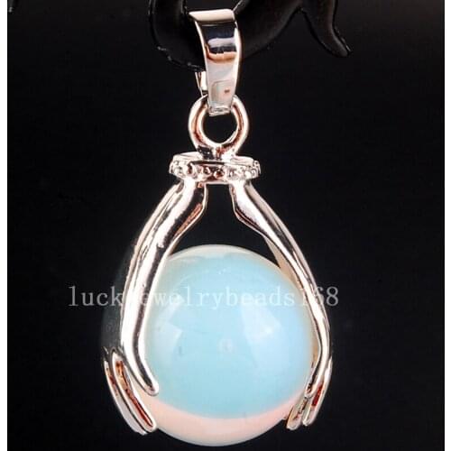 Free Shipping Women Fashion Jewelry 18x28mm Opalite Opal Round Hand Women Men Pendant Bead C4099