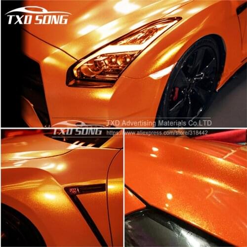 Orange golden sand glitter sticker with air free bubbles 12 colors for choice Golden glitter vinyl wrap 10/20/30/40/50/60*152CM