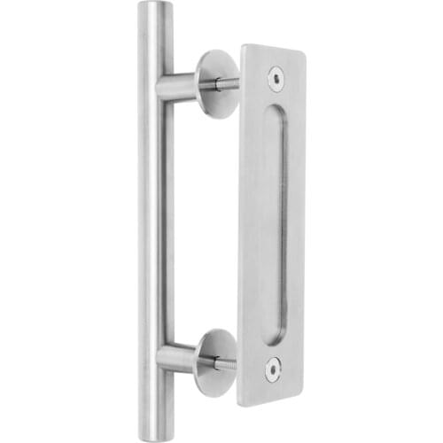 Large Sliding Barn Door Handle 12” Both Handle for Exterior of Door & Flush Pull for Interior Modern Barn Door Hardware Handle