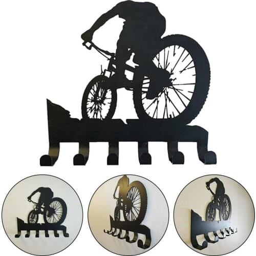 Large Wall Key Holder Riding Bicycle Pattern 6-hooks Wall Hanger Organizer for Glasses Clothes Riding Accessories Wall Decor