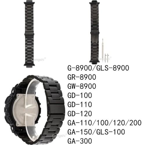 16mm Stainless Steel Watch Band Strap Fit For Casio G Shock GD-100 110 120 GA-100 GA-110GB 120 200 150 300 GR/GW-8900 GLS-8900