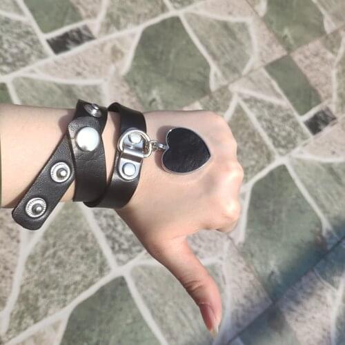 Bracelet Punk pu Leather Heart Choker Necklace Women Neck&Wrist Wear Multi-purpose Funky Chockers collares wristband