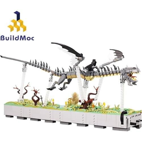 Buildmoc Ideas Dragon King of Rings The Flying Mounts of Nazgul Fell-Beasts Hand cranked Nazguls Flight Building Blocks Toys