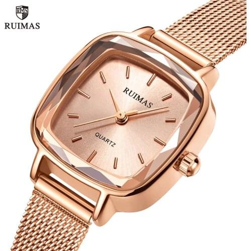 RUIMAS Women Square Watches Mesh Bracelet Quartz Wristwatch Female Top Brand Luxury Watch Ladies Waterproof Relogio Feminino 571