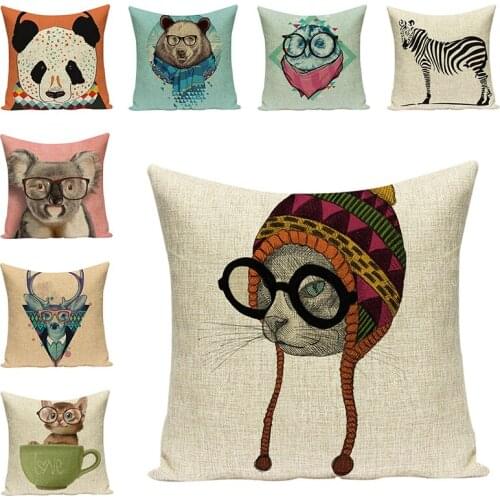 Cartoon Animal Cushion Cover Print Decorative Pillow Case Sofa Throw Pillowcase Car Seat Accessories Home Textile Decor 45x45cm