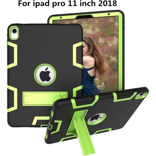 For New iPad Pro 11 inch 2018 Kids Safe Shockproof Protect Silicone PC Shell kickstand Case Funda For iPad Pro 11" (2018) Cover