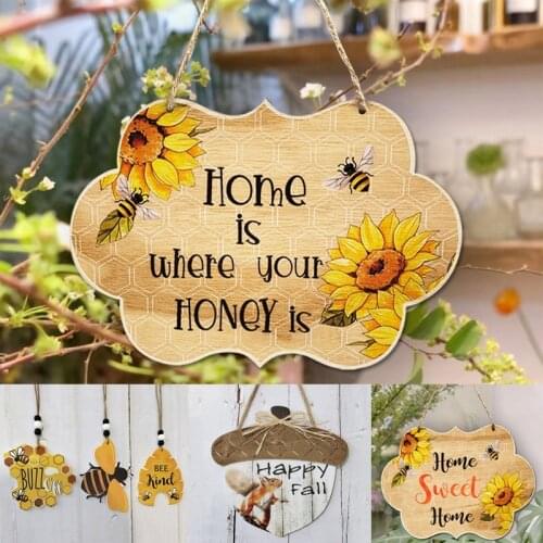 Home Is Where Your Honey Is Wooden Sign Plaques Home Honeybee Plaques Hanging Plaques Home Decoration Gifts