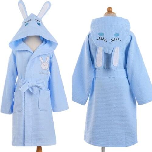 Children Hooded Bathrobe Kids Boys Girls Cotton Lovely Bath Robes Dressing Gown Kids Homewear Sleepwear with Belts summer
