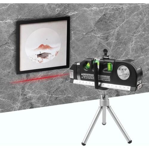 4 in 1 Infrared Laser Level Cross Line laser tape Multipurpose Laser Level Horizon Vertical Measure Tape Aligner Bubbles Ruler