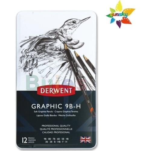 Derwent Graphic Drawing Pencils School Supplies, Soft/medium/hard, 12 /24 pcs,STURDY PRECISION,With a hexagonal barrel