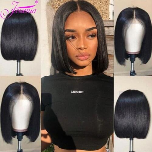 Short Bob Wigs Straight 200 Density 4X4Lace Closure Cheap Human Hair For Women PrePlucked With Baby Hair perruque cheveux humain