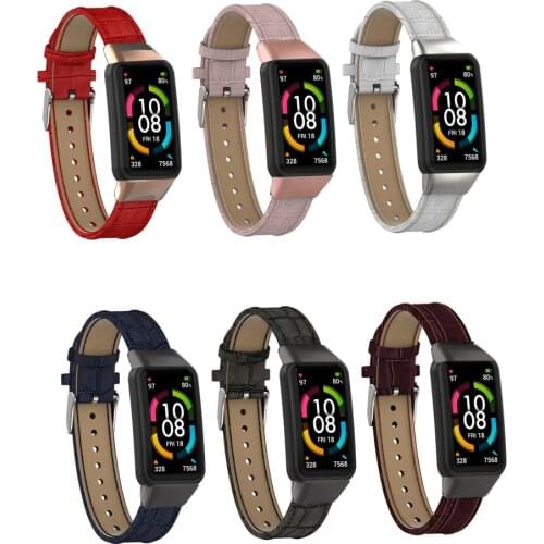 Leather Strap For Huawei Honor Band 6 Smart Watch Wrist Belt for Honor 6 Accessories Replace Genuine Leather For Huawei Band 6