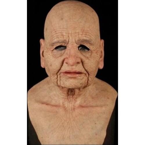 Halloween Grandma Mask Cosplay Costumes Grandfather Face Mask Party Funny Terror Aged Props