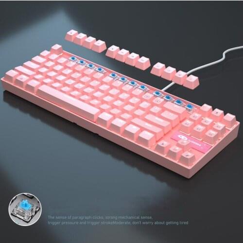 Magegee Mechanical Keybaord Pink Girls Green Switch Gaming Keyboard 87/104 Keys Notebook PC Mechanical Keyboard for Laptop/PC