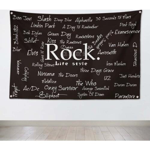Rock Band Poster wall sticker Hanging Art Waterproof Cloth Polyester Fabric Flags banner Bar Cafe Hotel Decor