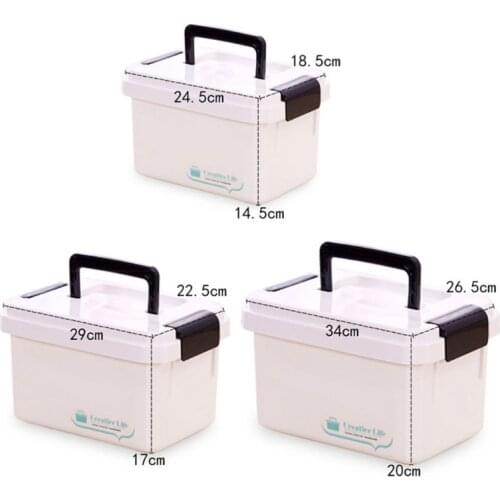 Portable Double Layers Plastic Drug Medicine Storage Box Organizer First Aid Chest Case with Lid