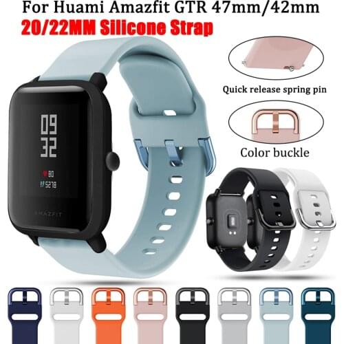 22mm/20mm watch Strap For Samsung galaxy watch Active 2/3 45mm 41mm/46mm/42mm Gear S3 Silicone bracelet Amazfit GTR 42/47MM band