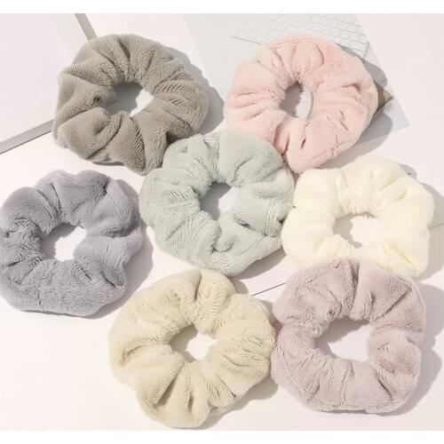 2020 Winter Fur Scrunchies Furry Elastic Hair bands For Women Girls ponytail Holders Rope soft Plush Hair Ties Hair Accessories