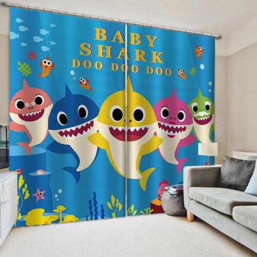 Luxury Blackout 3D Window Curtains For Living Room Bedroom Blue cartoon kids curtains