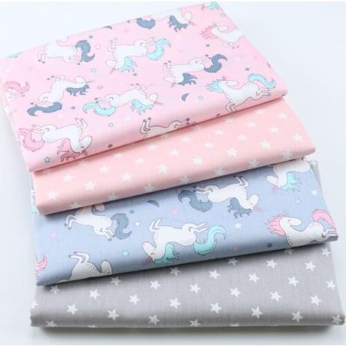 DIY Unicorn Pattern Twill Cotton Fabric Bundle Sewing Quilt fabric Crafts for Handmade Sheet Pillowcase Curtain Tablecloth