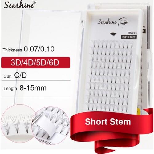 Seashine Russian Volume Eyelash 3D Eyelash Extensions 0.07 mm Thickness 3D Mink Strip Eyelashes Individual Lashes Short Stem