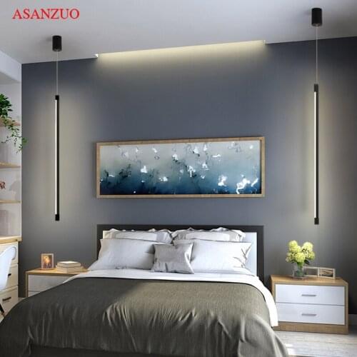 Modern LED pendant lights minimalist restaurant coffee bar living room pendant lamp bedside long line hang lamp