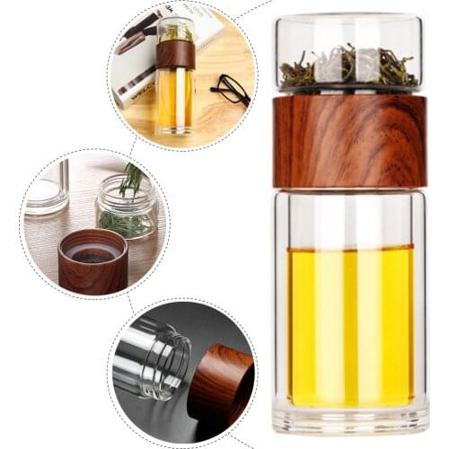 Double Wall Glass Bottle Tea Water Separation Glass Mugs Coffee Travel Cup with Case Tea Drink Bottle Beer Handmade Beer Mug