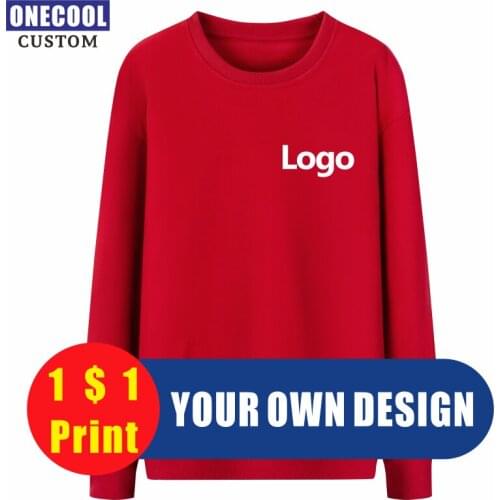 Round Neck Sweater Custom Logo Cheap Hoodie Embroidery Text Brand Photo Print Your Own Desing ONECOOL 2021