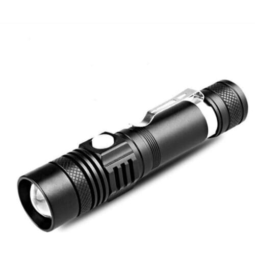 USB charging glare mini flashlight XLM-T6 LED lamp beads Waterproof Torch Zoomable 4 lighting modes Multi-function USB charging