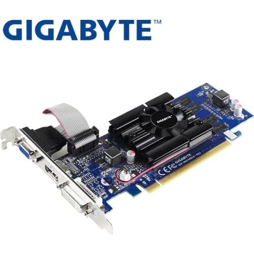 GIGABYTE Video Card Original G210 1GB 64Bit GDDR3 Graphics Cards for nVIDIA Geforce GPU games Dvi VGA Used GT630 GT710 GT730
