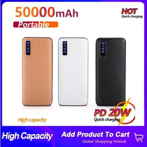 Powerbank 30000mah External Battery Charger Portable Power Bank xiaomi samsung Powerbank Triple USB Digital Display Flashlight