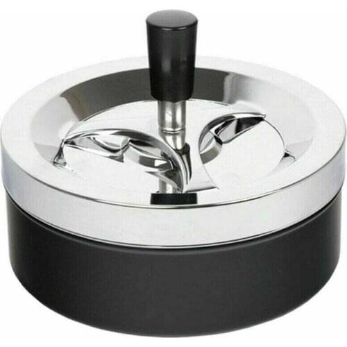 Rotating Ashtra Y XXL Large Metal Rotary Black Chrome Easy To Clean Diameter 14cm Home Desktop Decoration